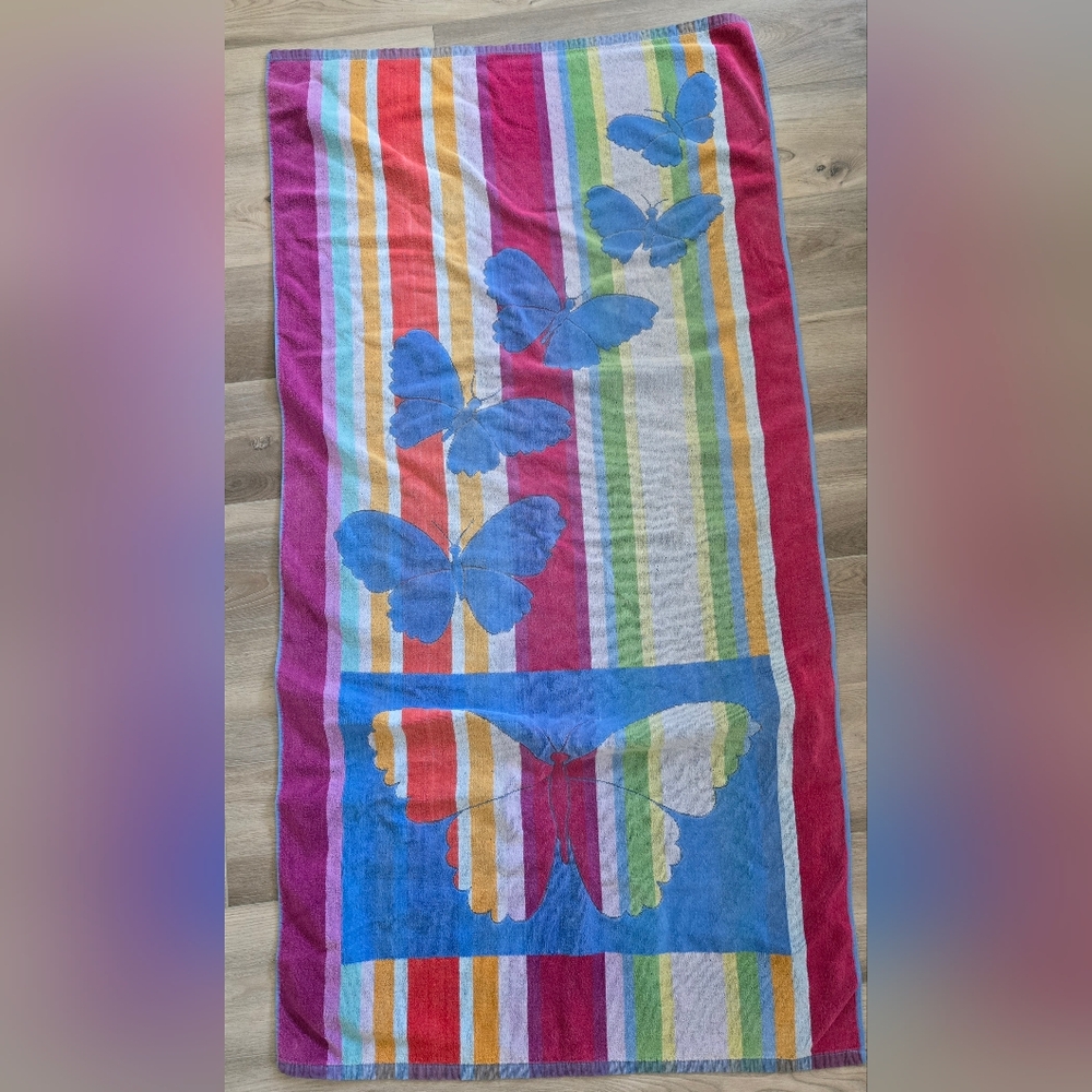 Vintage Ipanema Butterfly Reversible Beach Towel